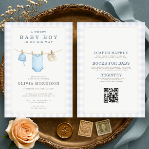 All in One Jongensklerenlijn Baby Shower Blauw Kaart