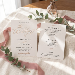 All in One Klassieke Roze Gouden Folie Hand Letter Uitnodiging