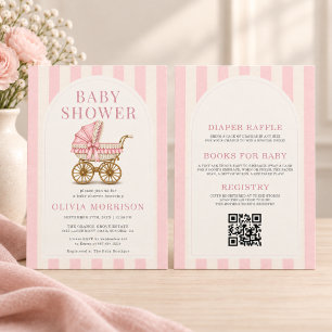 All in One Koord Carriage Roze Strik Meisje Baby B Kaart