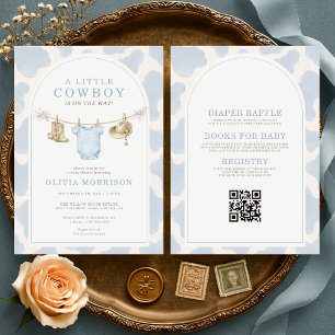 All in One Little Cowboy Boy Baby Shower Kaart