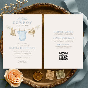 All in One Little Cowboy Clothesline Baby Shower Kaart
