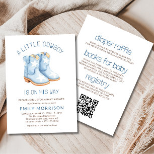 All-in-One Little Cowboy QR Code Jongens Baby Show Kaart