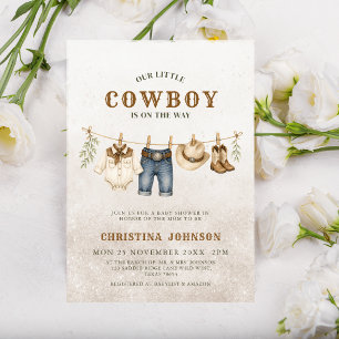 All in one Little Cowboy Waslijn Baby Shower Kaart