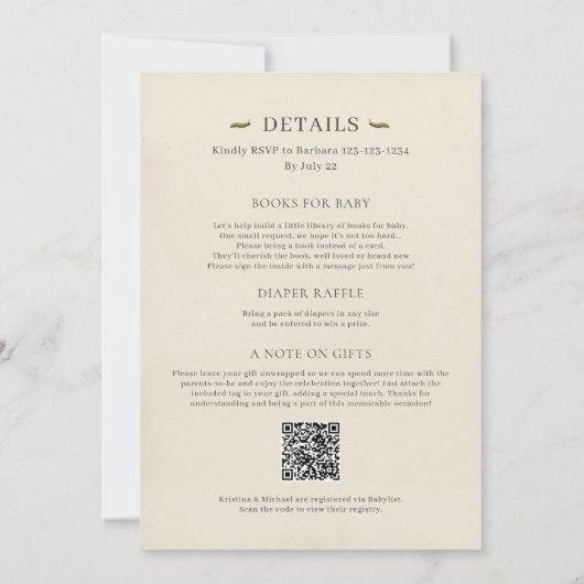 All in One Little Love Bug Baby shower Uitnodiging (Achterkant)