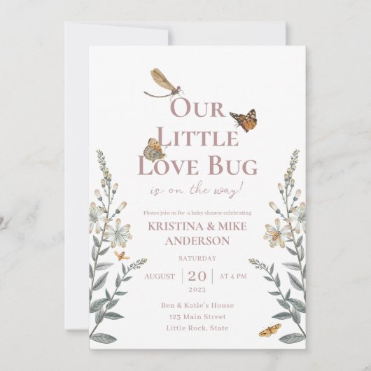 All-in-One Little Love Bug Baby Shower Uitnodiging (Voorkant)
