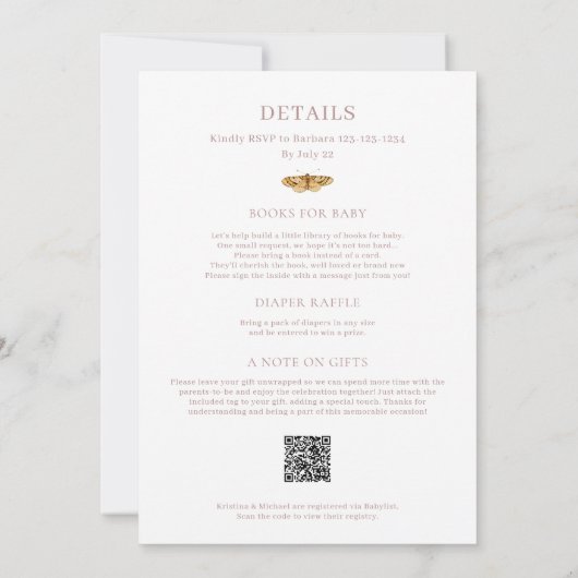 All-in-One Little Love Bug Baby Shower Uitnodiging (Achterkant)