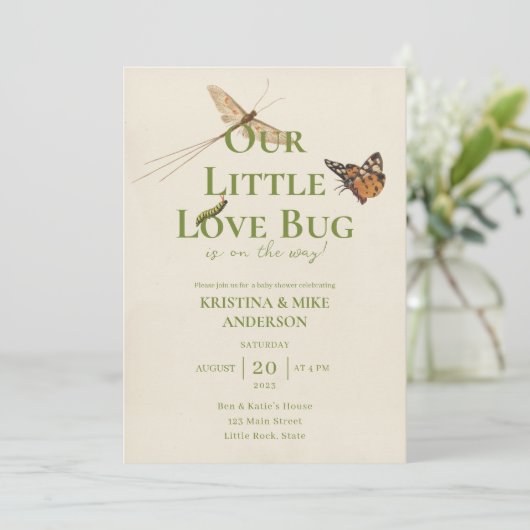 All in One Little Love Bug Baby shower Uitnodiging (Staand voorkant)