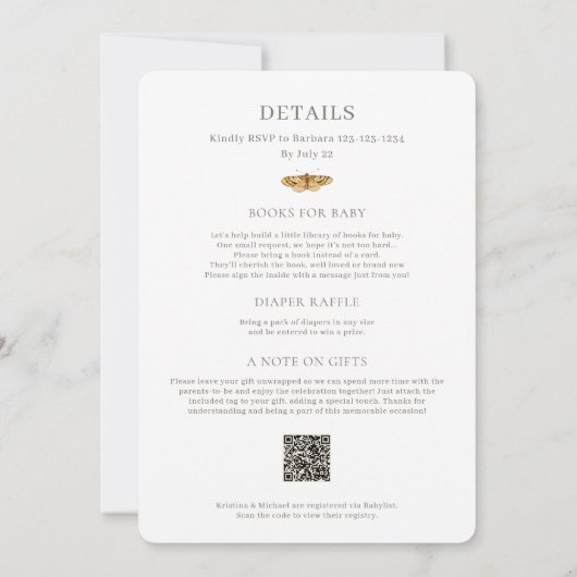 All-in-One Little Love Bug Baby Shower Uitnodiging (Achterkant)