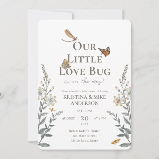 All-in-One Little Love Bug Baby Shower Uitnodiging (Voorkant)