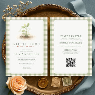 All in One Little Sprout Gingham Baby Shower Kaart