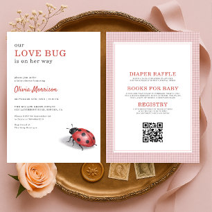 All in One Love Bug Ladybug Baby Shower Kaart