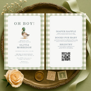 All in One Mallard Eend Oh Boy Baby Shower Kaart