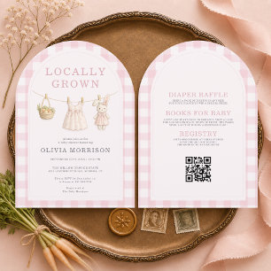 All in One Meisje Lokaal Geteeld Roze Baby Shower Kaart