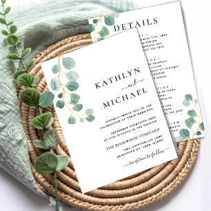 All In One Moderne Eucalyptus Typografie Trouwen Kaart