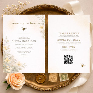 All in One Moederschap tot Bij Bloemige Baby Showe Kaart