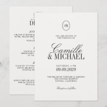 All in One Monogram Moderne Trouwkaart