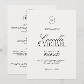 All in One Monogram Moderne Trouwkaart Kaart