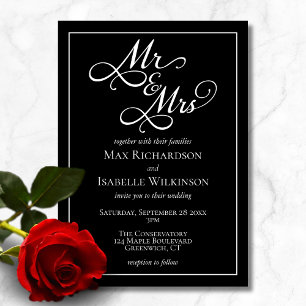 All in One Mr. Mrs. Black en White Wedding Kaart