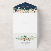 All in One Navy Blue Gold Blush Wedding Invitation (Dehors)