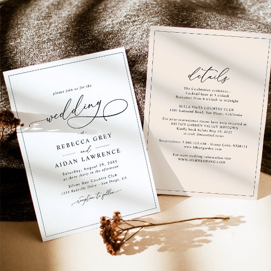 All-in-One Neutral Beige Modern Boho Wedding Kaart