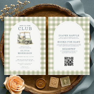 All in One Nieuw in de Club Golfkar Baby Shower Kaart