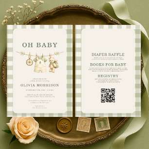 All in One Oh Baby Teddibeer Woodland Baby Shower Kaart