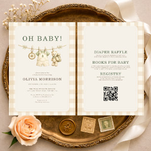 All in One Oh Baby Woodland Clothesline Baby Showe Kaart