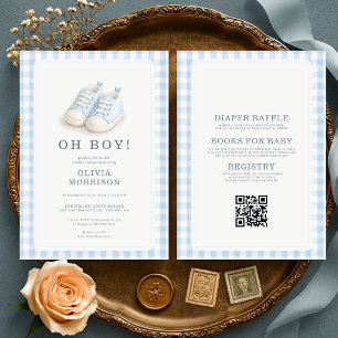 All in One Oh Boy Blauwe Schoenen Baby Shower Kaart