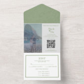 All in One Photo Wedding Sage Invitation QR-code Uitnodiging (Binnen)