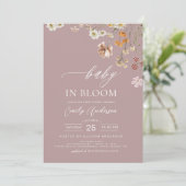 All in One Pink Wildflower Baby in Bloom Shower Kaart (Staand voorkant)