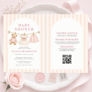 All in One Preppy Beer Roze Meisje Baby Shower Kaart