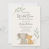 All in One QR Code Wild One Safari Baby Shower Kaart (Voorkant)