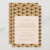 All-in-One Retro Art Deco Black en Gold Wedding Kaart (Voorkant / Achterkant)