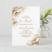 All in One Rustic Neutral Floral Wedding Kaart (Staand voorkant)