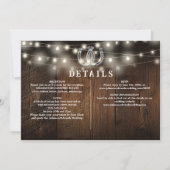 All In One Rustic Wood String Lights Wedding Photo Kaart (Achterkant)