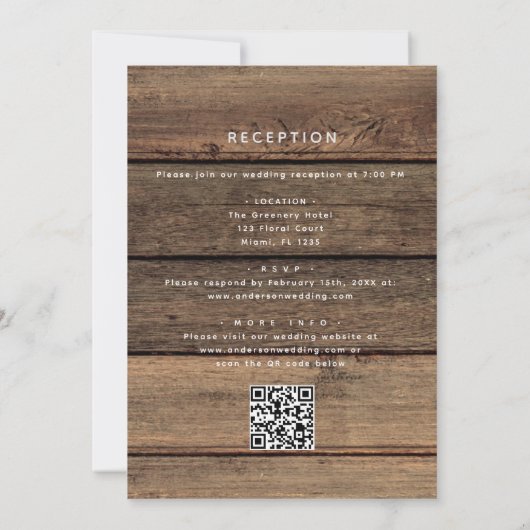 All In One Rustieke QR Code Landelijke Pot Huwelij Kaart (Achterkant)