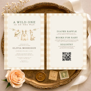 All in One Safari Wild One Gingham Babyborrel Kaart