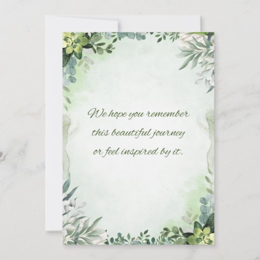 All in One Sage Groene Franse Bloemen Huwelijksuit Kaart (Achterkant)