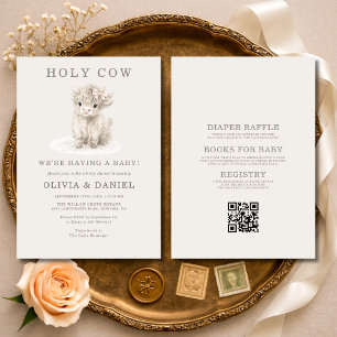 All in One Schotse Koe Holy Cow Roze Baby Shower U Kaart