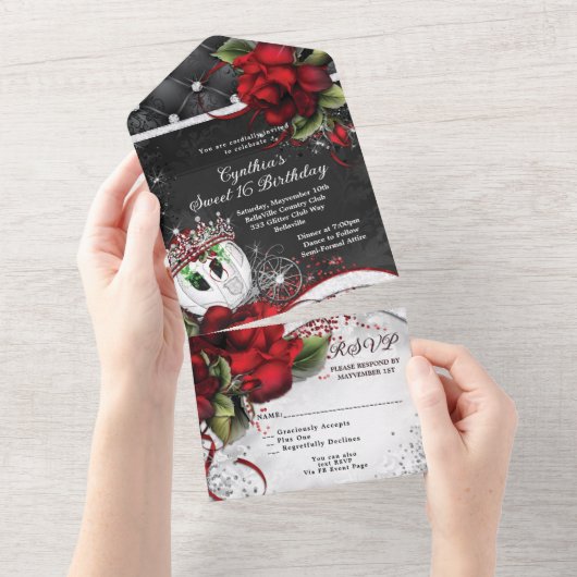 ALL IN ONE Sweet 16 Quince Invitation de l'événeme (Déchirure)