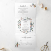 All in One Tri-Fold met RSVP "Blissful" Trouwkaar Drieluik Uitnodiging (Binnen)