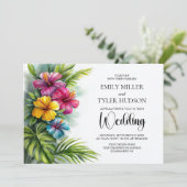 All in One Tropical Hibiscus Wedding Kaart (Staand voorkant)