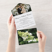All-in-One Trouw Uitnodiging Koppel & Bloemen Foto