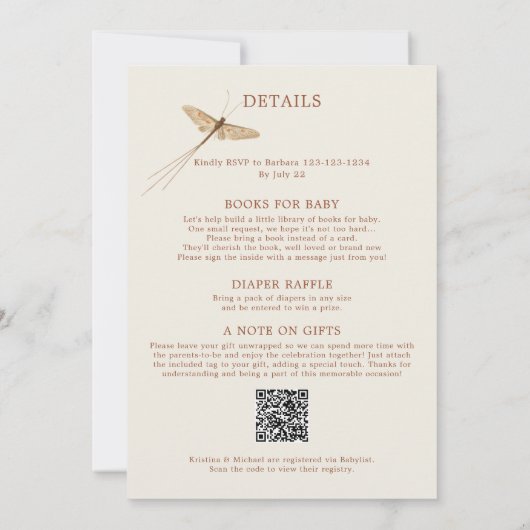 All in One Tweeling Liefdeskevers Baby Shower Kaart (Achterkant)