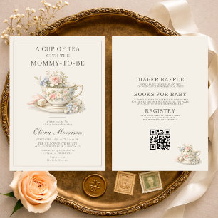 All in One Vintage Theepartij Baby Shower Kaart