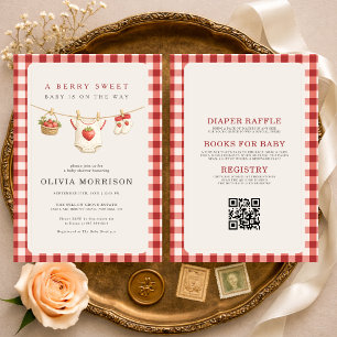 All in One Waslijn Aardbei Baby Shower Kaart