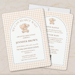 All in One We Can Bearly Wait Gingham Baby Shower Kaart