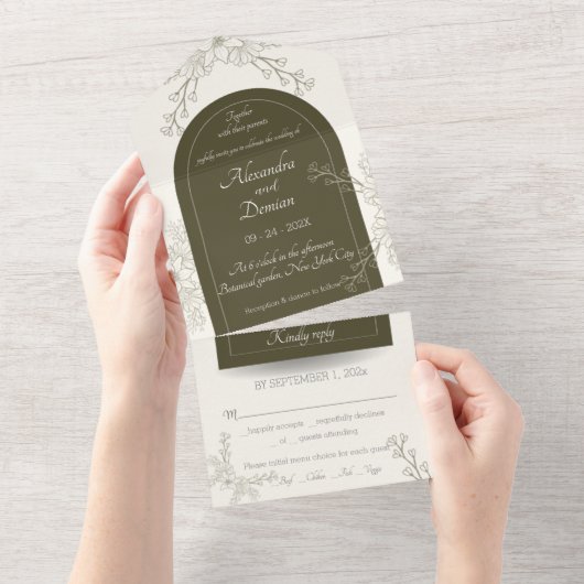 All in One Wedding Invite, template, personalized Uitnodiging (Afscheurbaar)