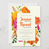 all in one wedding qr code orange poppy wedding kaart (Voorkant)
