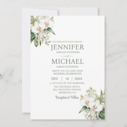 All in One White Orchids Wedding Invitations (Devant)